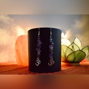 Handmade Amethyst “Ohm” Earrings - All NATURAL Gemstone - Nickel Free